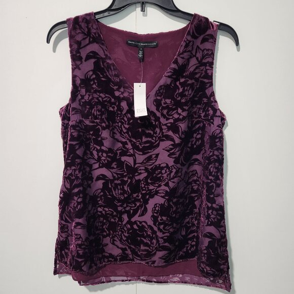 White House Black Market Tops - White House Black Market NEW Sleeveless Purple Velvet Burnout Blouse Top Size 2